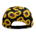 Black Sunflower Pattern Print Snapback Cap