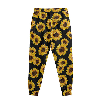 Black Sunflower Pattern Print Sweatpants