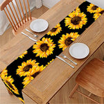 Black Sunflower Pattern Print Table Runner