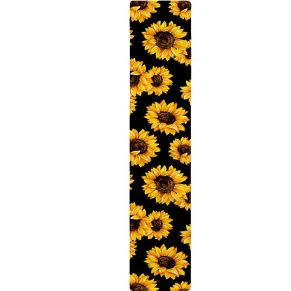 Black Sunflower Pattern Print Table Runner