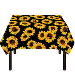 Black Sunflower Pattern Print Tablecloth