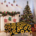 Black Sunflower Pattern Print Tablecloth