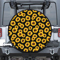 Black Sunflower Pattern Print Tire Cover