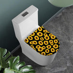 Black Sunflower Pattern Print Toilet Lid Cover