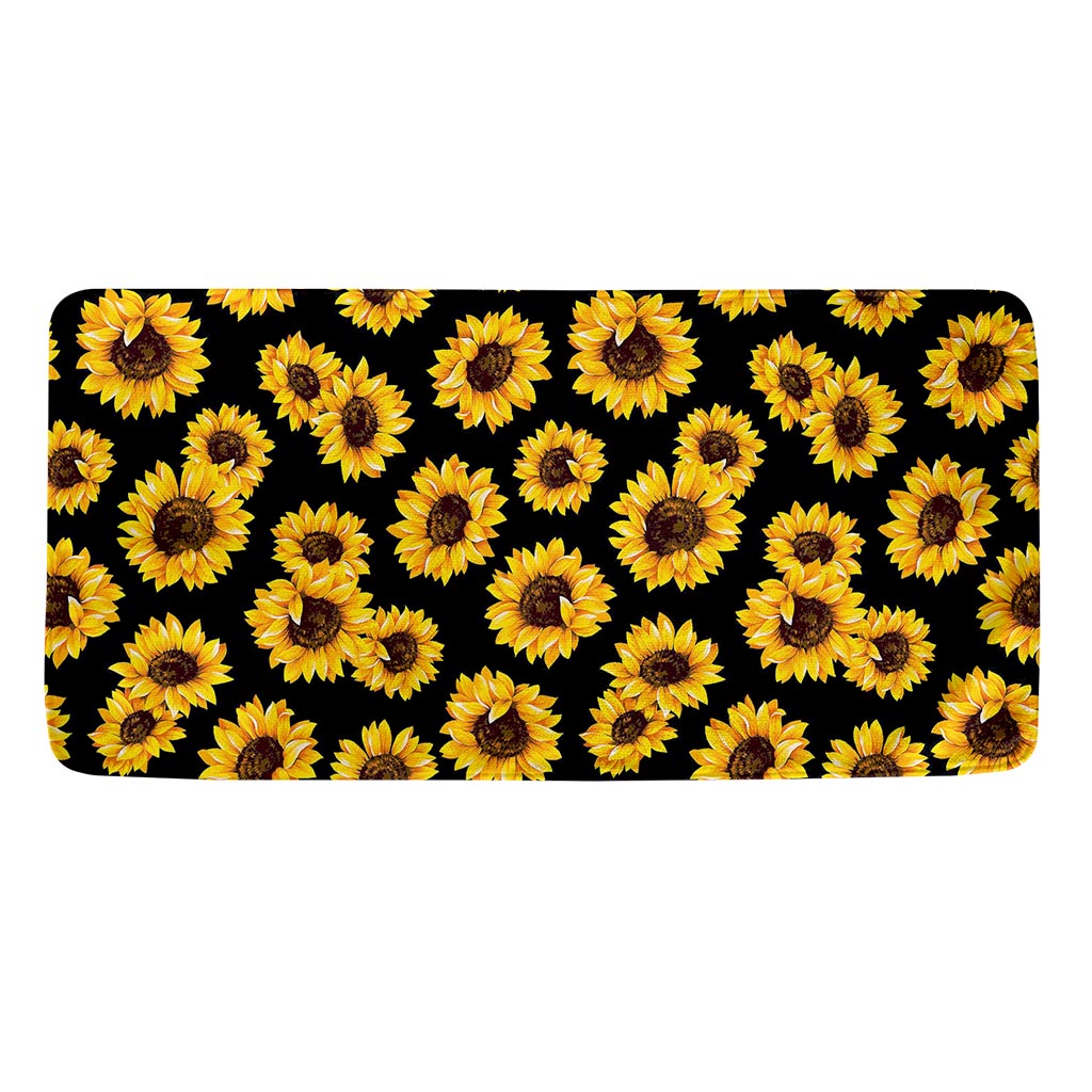 Black Sunflower Pattern Print Towel