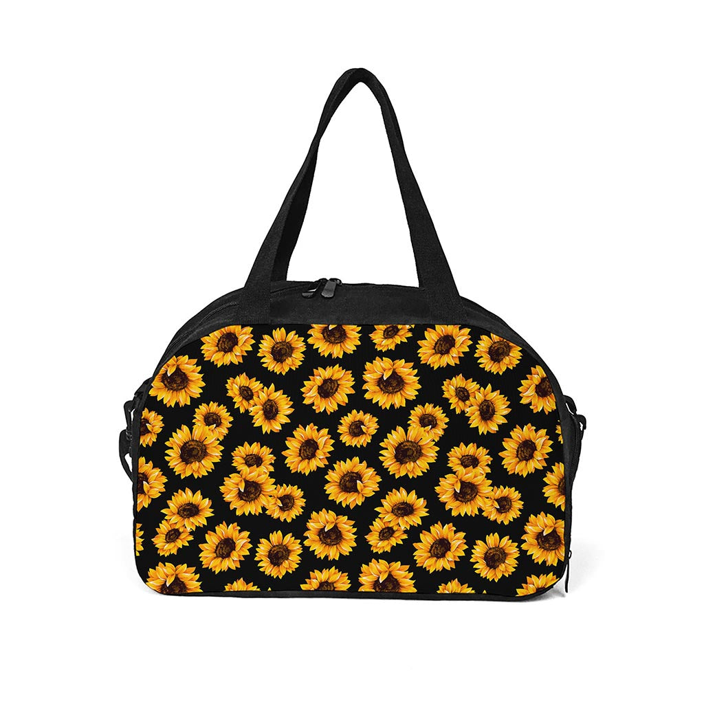 Black Sunflower Pattern Print Travel Bag