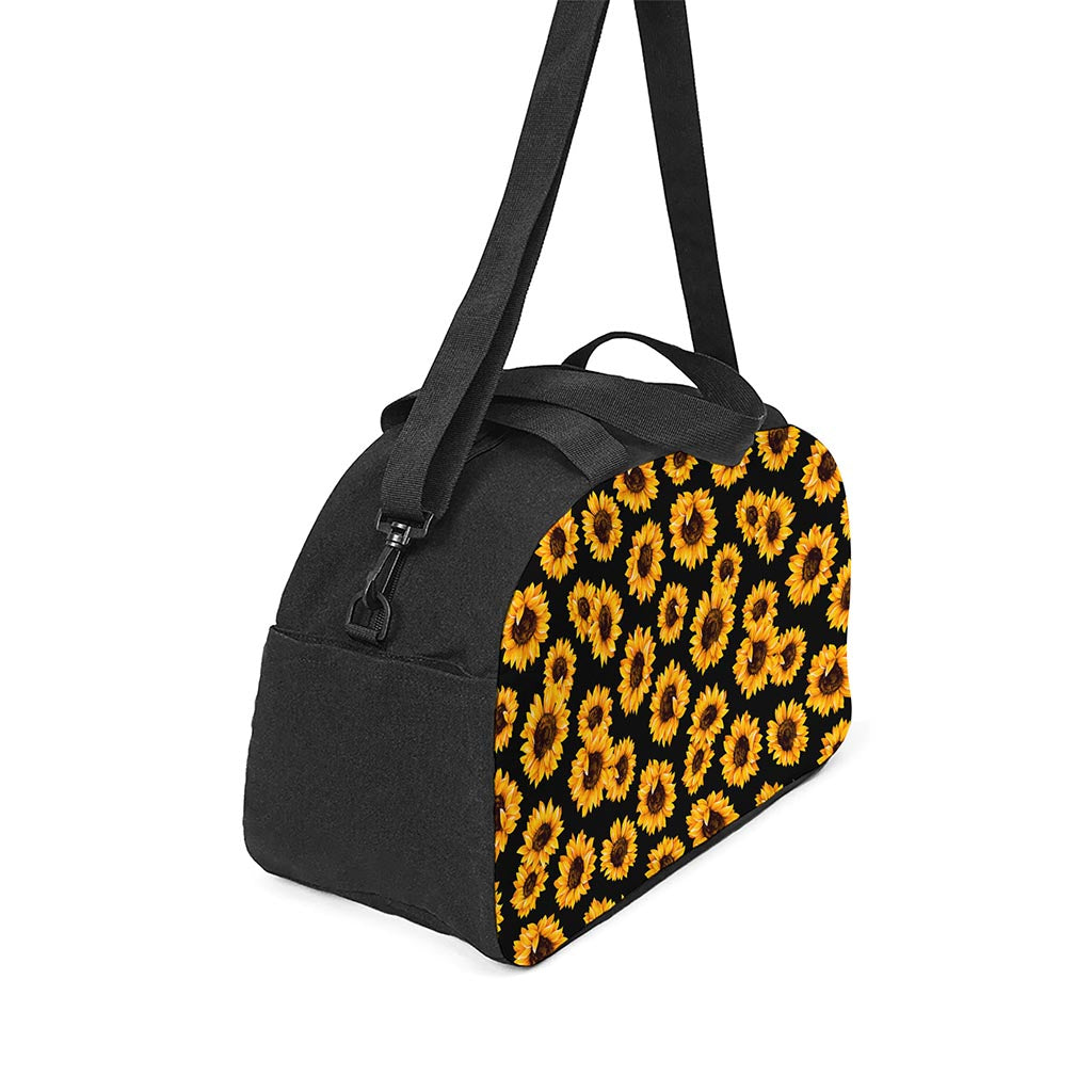 Black Sunflower Pattern Print Travel Bag