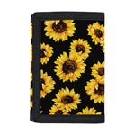 Black Sunflower Pattern Print Trifold Wallet
