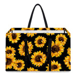 Black Sunflower Pattern Print Utility Tote Bag