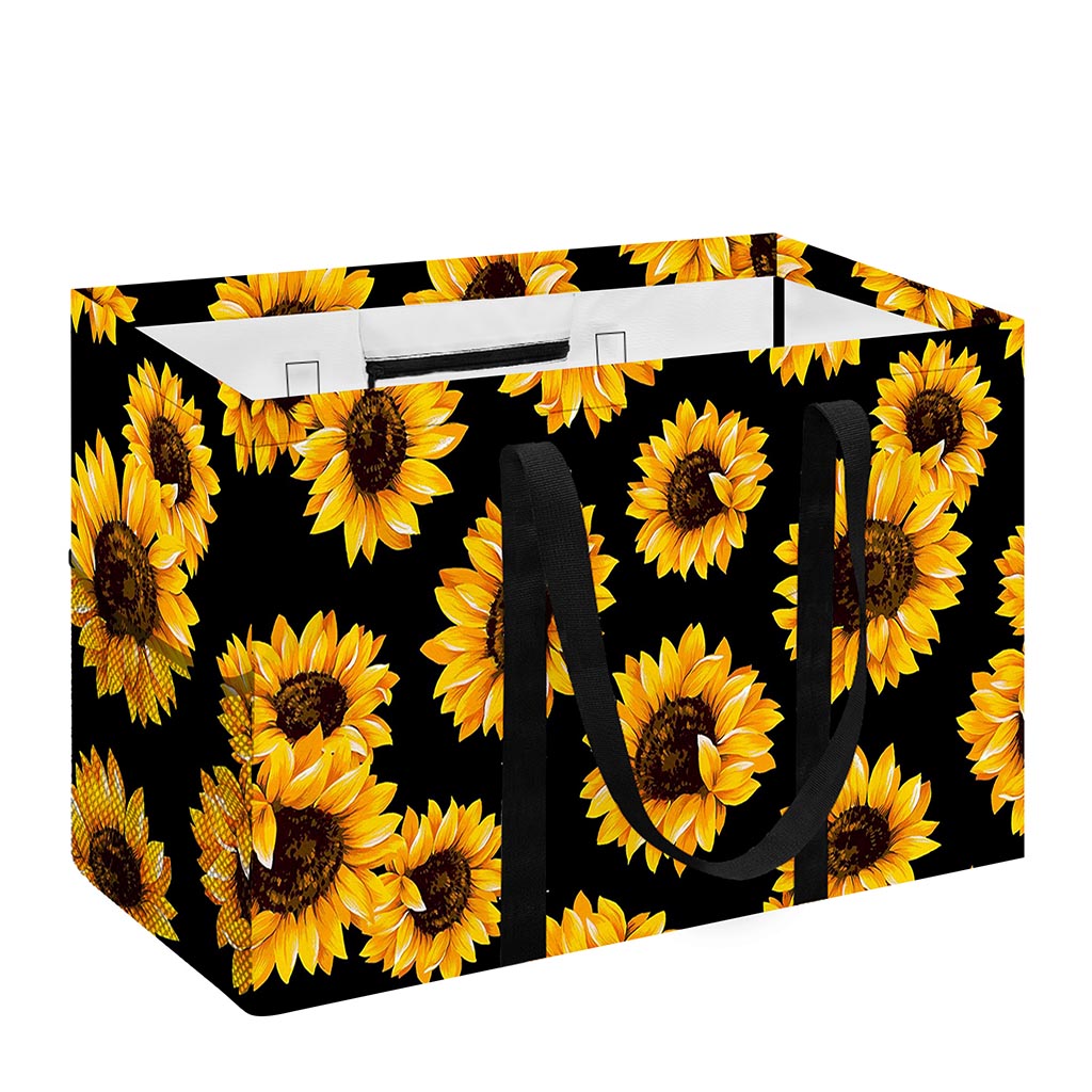 Black Sunflower Pattern Print Utility Tote Bag