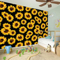 Black Sunflower Pattern Print Wall Sticker