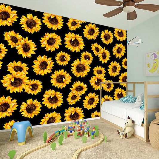 Black Sunflower Pattern Print Wall Sticker