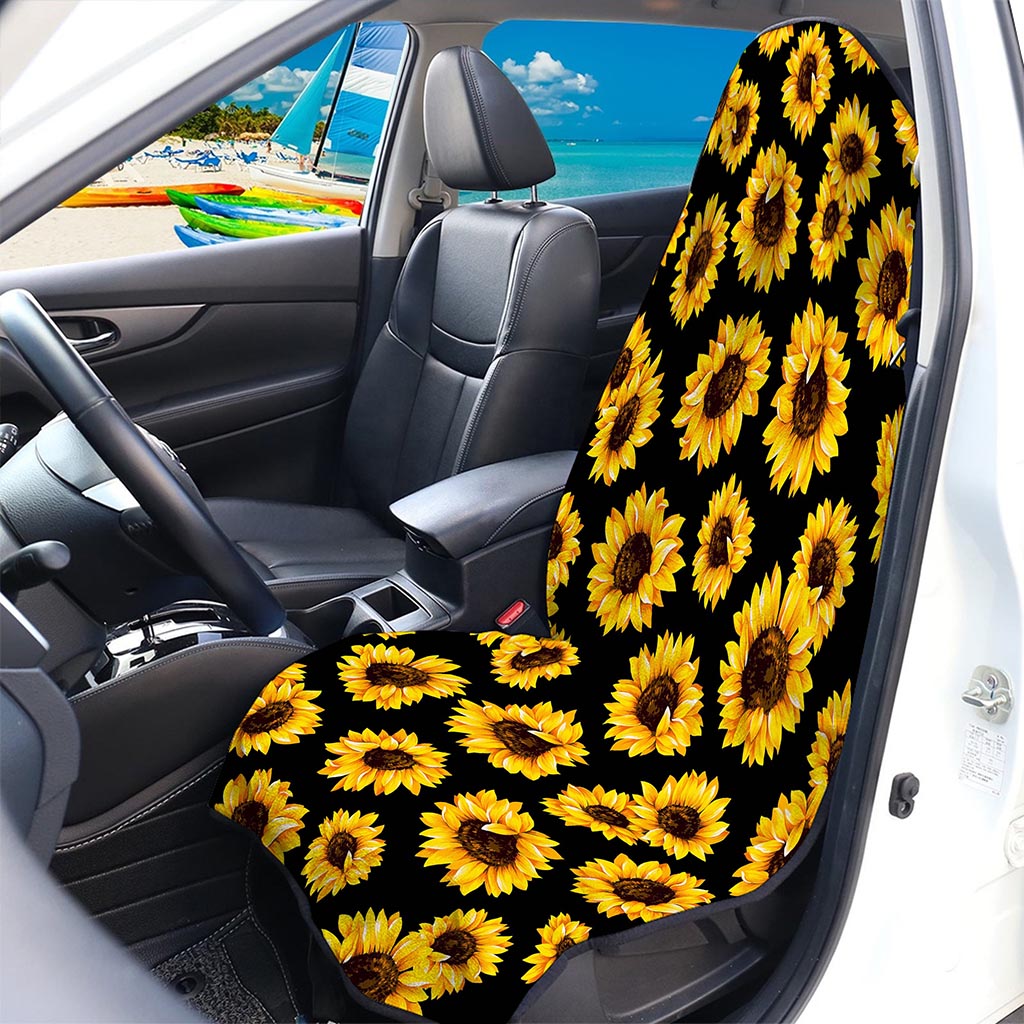 Black Sunflower Pattern Print Waterproof Car Seat Cover