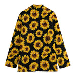 Black Sunflower Pattern Print Women's Blazer