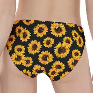 Black Sunflower Pattern Print Women's Panties