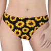 Black Sunflower Pattern Print Women's Thong