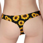 Black Sunflower Pattern Print Women's Thong