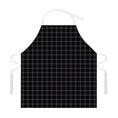 Black Tattersall Pattern Print Adjustable Apron
