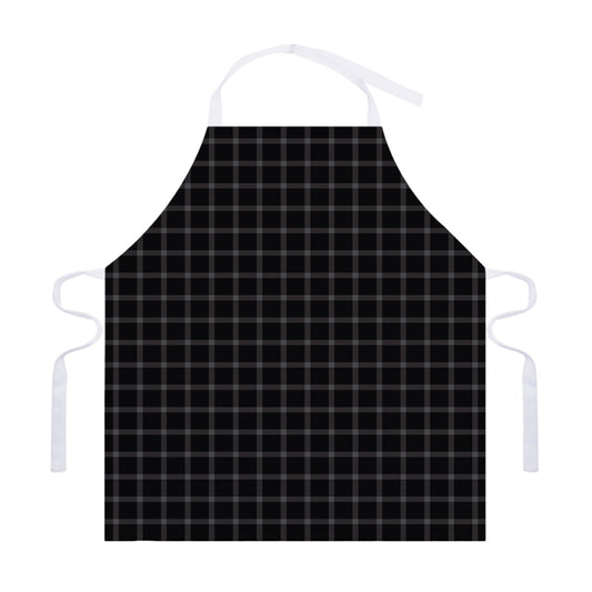 Black Tattersall Pattern Print Adjustable Apron