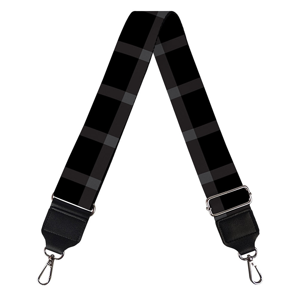Black Tattersall Pattern Print Bag Strap