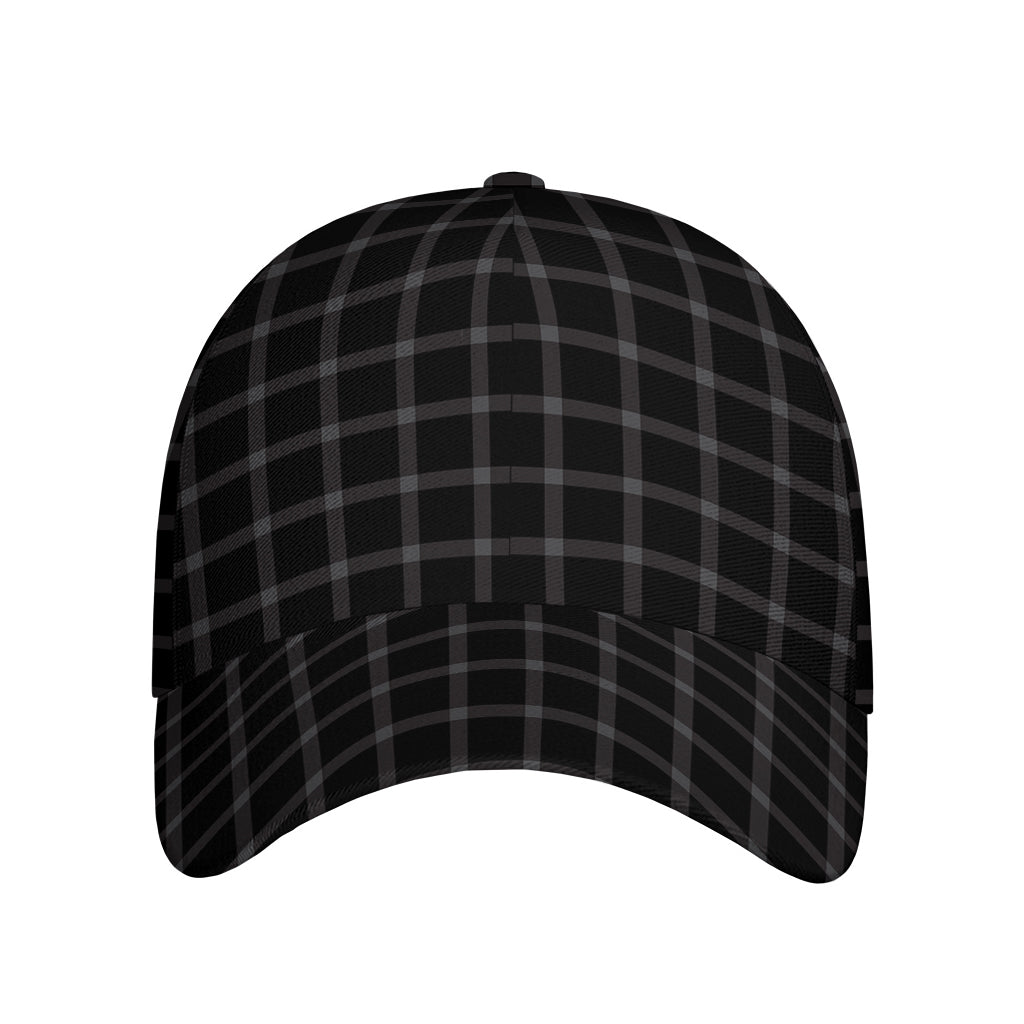 Black Tattersall Pattern Print Baseball Cap