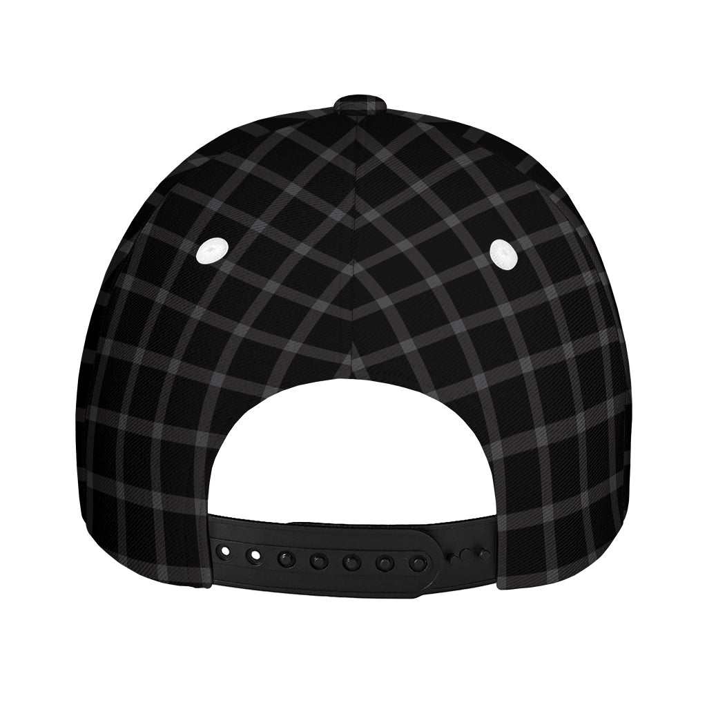 Black Tattersall Pattern Print Baseball Cap