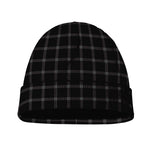Black Tattersall Pattern Print Beanie