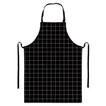 Black Tattersall Pattern Print Bib Apron With Pocket