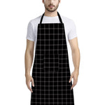 Black Tattersall Pattern Print Bib Apron With Pocket