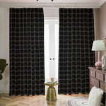 Black Tattersall Pattern Print Blackout Pencil Pleat Curtains