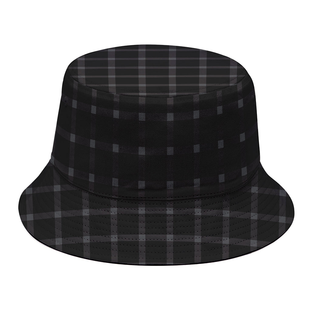 Black Tattersall Pattern Print Bucket Hat
