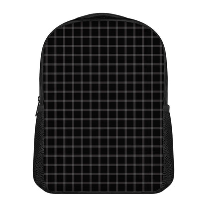 Black Tattersall Pattern Print Casual Backpack