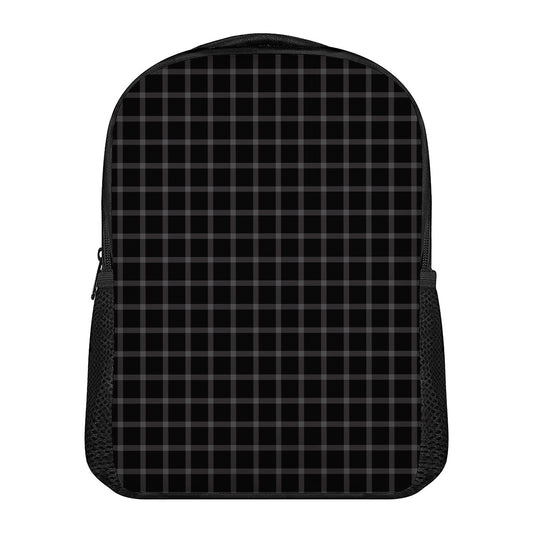 Black Tattersall Pattern Print Casual Backpack