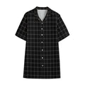 Black Tattersall Pattern Print Cotton Hawaiian Shirt