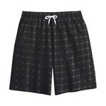 Black Tattersall Pattern Print Cotton Shorts