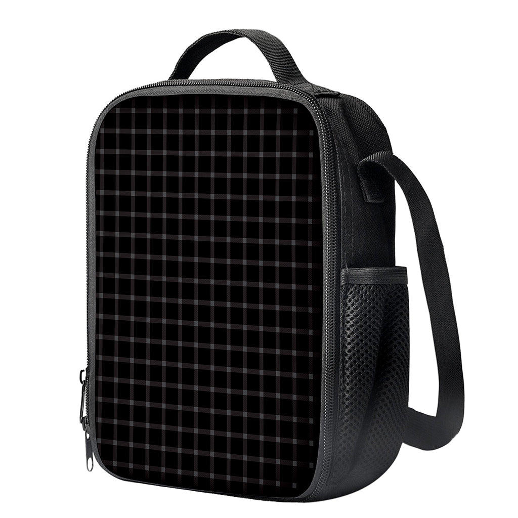 Black Tattersall Pattern Print Crossbody Lunch Bag