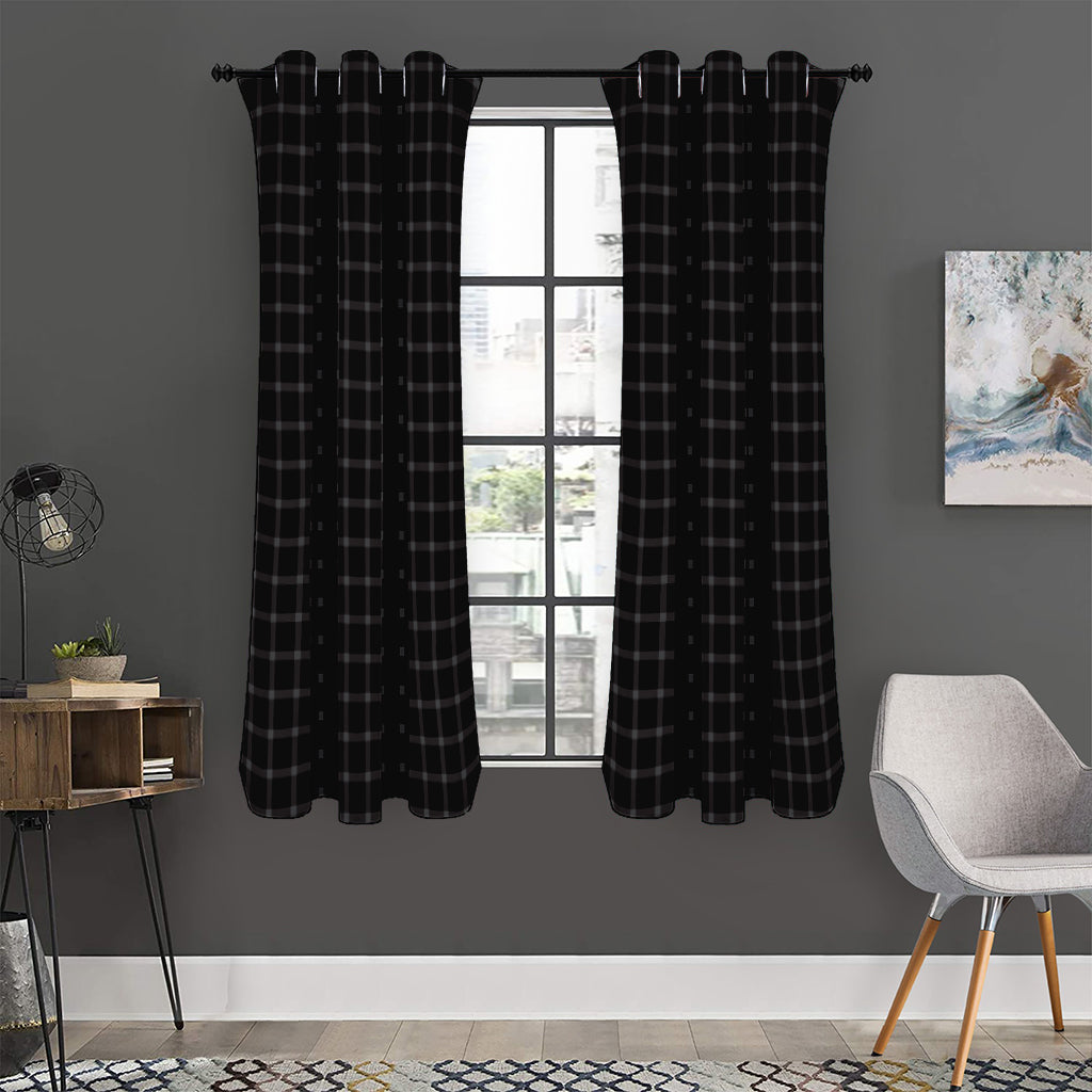Black Tattersall Pattern Print Curtain