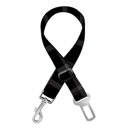 Black Tattersall Pattern Print Dog Seat Belt