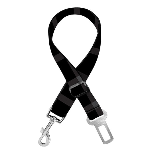 Black Tattersall Pattern Print Dog Seat Belt