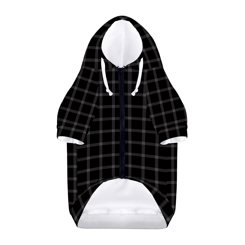 Black Tattersall Pattern Print Dog Zip Up Hoodie
