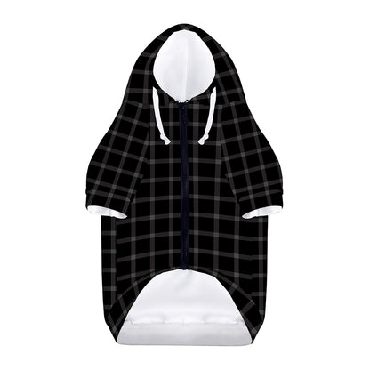 Black Tattersall Pattern Print Dog Zip Up Hoodie