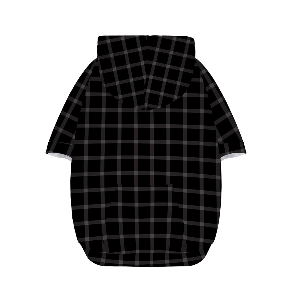 Black Tattersall Pattern Print Dog Zip Up Hoodie