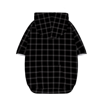 Black Tattersall Pattern Print Dog Zip Up Hoodie