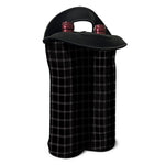 Black Tattersall Pattern Print Double Neoprene Wine Tote
