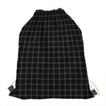 Black Tattersall Pattern Print Drawstring Bag