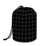 Black Tattersall Pattern Print Drawstring Makeup Bag