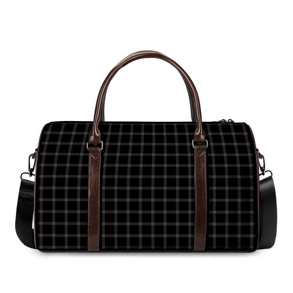 Black Tattersall Pattern Print Duffle Bag