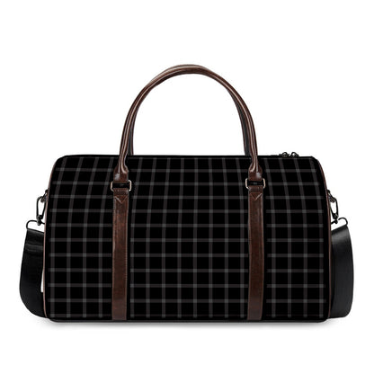 Black Tattersall Pattern Print Duffle Bag