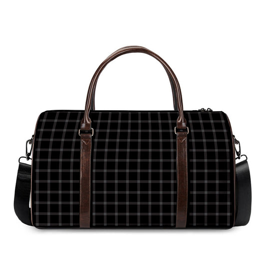 Black Tattersall Pattern Print Duffle Bag