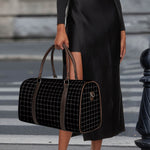 Black Tattersall Pattern Print Duffle Bag